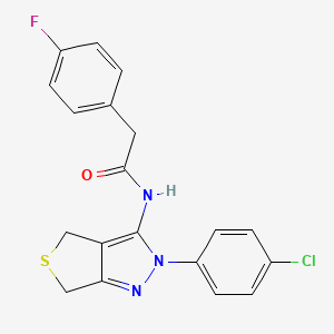molecular formula C19H15ClFN3OS B2450058 N-[2-(4-chlorophenyl)-4,6-dihydrothieno[3,4-c]pyrazol-3-yl]-2-(4-fluorophenyl)acetamide CAS No. 476459-20-8