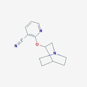 molecular formula C13H15N3O B2450088 2-(Quinuclidin-3-yloxy)nicotinonitrile CAS No. 1890805-33-0