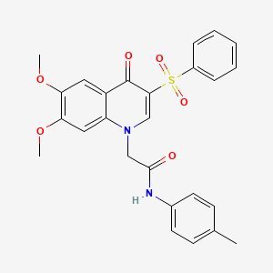 2-[3-(benzenesulfonyl)-6,7-dimethoxy-4-oxoquinolin-1-yl]-N-(4-methylphenyl)acetamide