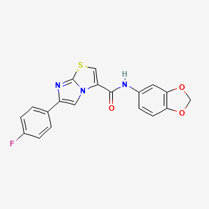 molecular formula C19H12FN3O3S B2450096 N-(benzo[d][1,3]dioxol-5-yl)-6-(4-fluorophenyl)imidazo[2,1-b]thiazole-3-carboxamide CAS No. 1049439-19-1
