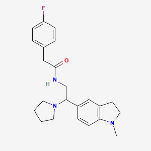 2-(4-fluorophenyl)-N-(2-(1-methylindolin-5-yl)-2-(pyrrolidin-1-yl)ethyl)acetamide
