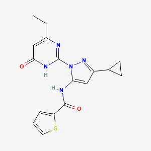B2450112 N-(3-cyclopropyl-1-(4-ethyl-6-oxo-1,6-dihydropyrimidin-2-yl)-1H-pyrazol-5-yl)thiophene-2-carboxamide CAS No. 1323358-68-4