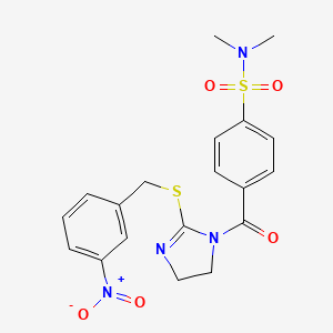 N,N-dimethyl-4-(2-((3-nitrobenzyl)thio)-4,5-dihydro-1H-imidazole-1-carbonyl)benzenesulfonamide