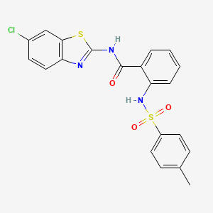 molecular formula C21H16ClN3O3S2 B2450144 N-(6-chloro-1,3-benzothiazol-2-yl)-2-(4-methylbenzenesulfonamido)benzamide CAS No. 330190-08-4