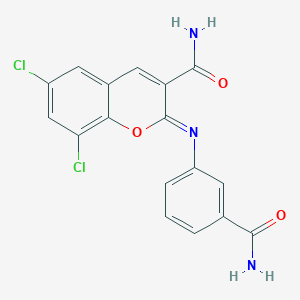 2-(3-Carbamoylphenyl)imino-6,8-dichlorochromene-3-carboxamide