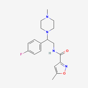 molecular formula C18H23FN4O2 B2450168 N-[2-(4-fluorophenyl)-2-(4-methylpiperazin-1-yl)ethyl]-5-methyl-1,2-oxazole-3-carboxamide CAS No. 1209901-48-3