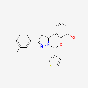 2-(3,4-dimethylphenyl)-7-methoxy-5-(thiophen-3-yl)-5,10b-dihydro-1H-benzo[e]pyrazolo[1,5-c][1,3]oxazine