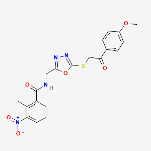 molecular formula C20H18N4O6S B2450193 N-((5-((2-(4-methoxyphenyl)-2-oxoethyl)thio)-1,3,4-oxadiazol-2-yl)methyl)-2-methyl-3-nitrobenzamide CAS No. 941948-82-9