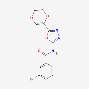 3-bromo-N-[5-(2,3-dihydro-1,4-dioxin-5-yl)-1,3,4-oxadiazol-2-yl]benzamide