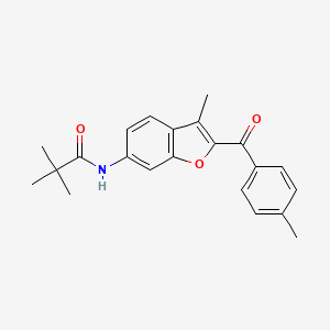 2,2-dimethyl-N-[3-methyl-2-(4-methylbenzoyl)-1-benzofuran-6-yl]propanamide