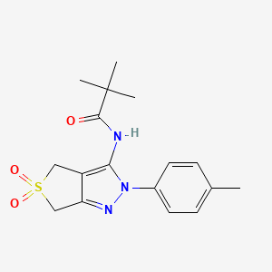 molecular formula C17H21N3O3S B2450237 N-(5,5-dioxido-2-(p-tolyl)-4,6-dihydro-2H-thieno[3,4-c]pyrazol-3-yl)pivalamide CAS No. 449786-80-5