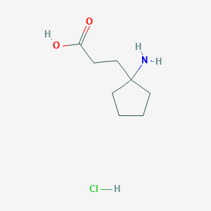 molecular formula C8H16ClNO2 B2450246 3-(1-Aminocyclopentyl)propanoic acid hydrochloride CAS No. 2193060-96-5