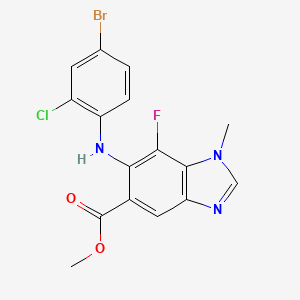 molecular formula C16H12BrClFN3O2 B2450247 methyl 6-[(4-bromo-2-chlorophenyl)amino]-7-fluoro-1-methyl-1H-1,3-benzodiazole-5-carboxylate CAS No. 606144-03-0