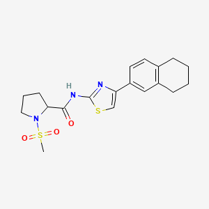 molecular formula C19H23N3O3S2 B2450259 1-(methylsulfonyl)-N-(4-(5,6,7,8-tetrahydronaphthalen-2-yl)thiazol-2-yl)pyrrolidine-2-carboxamide CAS No. 1219175-31-1