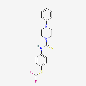 molecular formula C18H19F2N3S2 B2450280 N-{4-[(difluoromethyl)sulfanyl]phenyl}-4-phenylpiperazine-1-carbothioamide CAS No. 454203-46-4