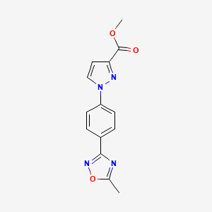 molecular formula C14H12N4O3 B2450287 methyl 1-[4-(5-methyl-1,2,4-oxadiazol-3-yl)phenyl]-1H-pyrazole-3-carboxylate CAS No. 1707562-48-8