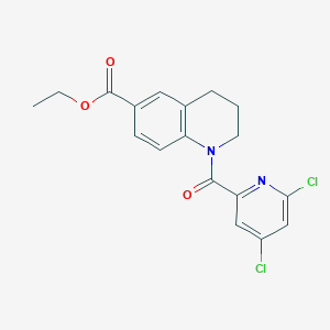 molecular formula C18H16Cl2N2O3 B2450302 Ethyl 1-(4,6-dichloropyridine-2-carbonyl)-3,4-dihydro-2H-quinoline-6-carboxylate CAS No. 2411230-02-7