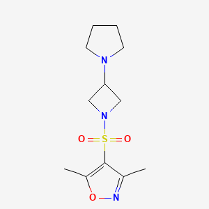 molecular formula C12H19N3O3S B2450304 3,5-Dimethyl-4-(3-pyrrolidin-1-ylazetidin-1-yl)sulfonyl-1,2-oxazole CAS No. 2319851-16-4