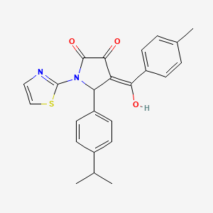 molecular formula C24H22N2O3S B2450307 3-hydroxy-5-(4-isopropylphenyl)-4-(4-methylbenzoyl)-1-(thiazol-2-yl)-1H-pyrrol-2(5H)-one CAS No. 374598-78-4