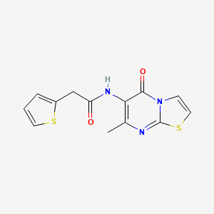 molecular formula C13H11N3O2S2 B2450308 N-(7-甲基-5-氧代-5H-噻唑并[3,2-a]嘧啶-6-基)-2-(噻吩-2-基)乙酰胺 CAS No. 942003-58-9