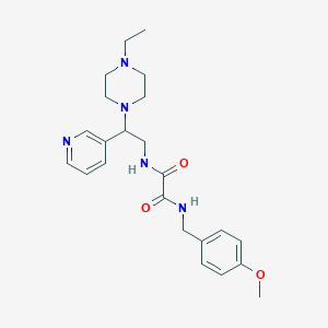 molecular formula C23H31N5O3 B2450312 N1-(2-(4-ethylpiperazin-1-yl)-2-(pyridin-3-yl)ethyl)-N2-(4-methoxybenzyl)oxalamide CAS No. 863556-50-7