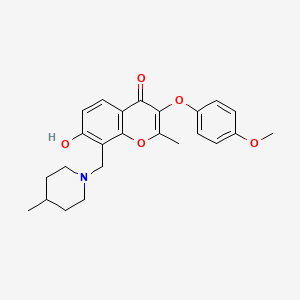 molecular formula C24H27NO5 B2450313 7-hydroxy-3-(4-methoxyphenoxy)-2-methyl-8-[(4-methylpiperidin-1-yl)methyl]-4H-chromen-4-one CAS No. 847339-97-3