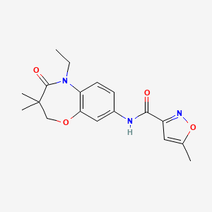 molecular formula C18H21N3O4 B2450363 N-(5-ethyl-3,3-dimethyl-4-oxo-2,3,4,5-tetrahydro-1,5-benzoxazepin-8-yl)-5-methyl-1,2-oxazole-3-carboxamide CAS No. 1206986-39-1