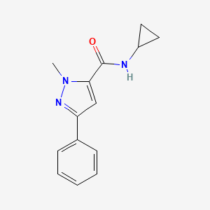 molecular formula C14H15N3O B2450374 N-cyclopropyl-1-methyl-3-phenyl-1H-pyrazole-5-carboxamide CAS No. 1207026-98-9