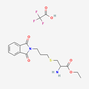 molecular formula C18H21F3N2O6S B2450375 ethyl 2-amino-3-{[3-(1,3-dioxo-2,3-dihydro-1H-isoindol-2-yl)propyl]sulfanyl}propanoate; trifluoroacetic acid CAS No. 1078611-34-3