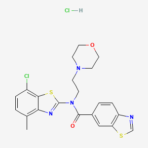 molecular formula C22H22Cl2N4O2S2 B2450431 N-(7-chloro-4-methylbenzo[d]thiazol-2-yl)-N-(2-morpholinoethyl)benzo[d]thiazole-6-carboxamide hydrochloride CAS No. 1215754-70-3