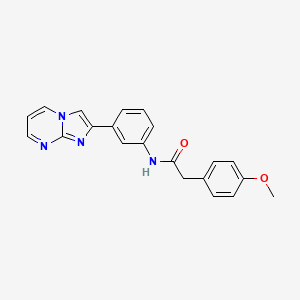 molecular formula C21H18N4O2 B2450440 N-(3-(imidazo[1,2-a]pyrimidin-2-yl)phenyl)-2-(4-methoxyphenyl)acetamide CAS No. 862810-03-5