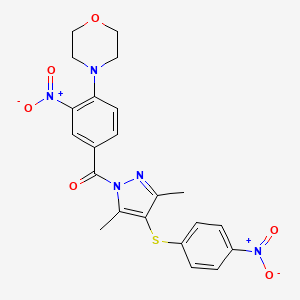 (3,5-dimethyl-4-((4-nitrophenyl)thio)-1H-pyrazol-1-yl)(4-morpholino-3-nitrophenyl)methanone