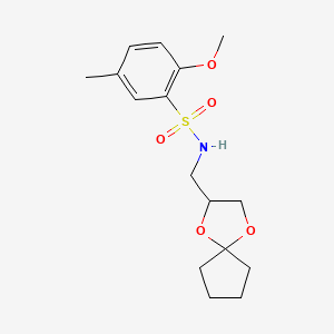 molecular formula C16H23NO5S B2450571 N-(1,4-dioxaspiro[4.4]nonan-2-ylmethyl)-2-methoxy-5-methylbenzenesulfonamide CAS No. 899733-98-3