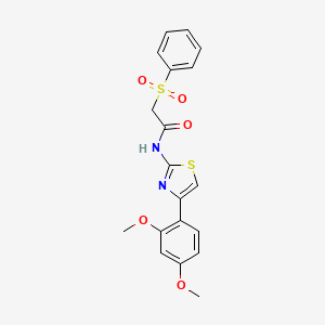 molecular formula C19H18N2O5S2 B2450587 2-(benzenesulfonyl)-N-[4-(2,4-dimethoxyphenyl)-1,3-thiazol-2-yl]acetamide CAS No. 895459-06-0