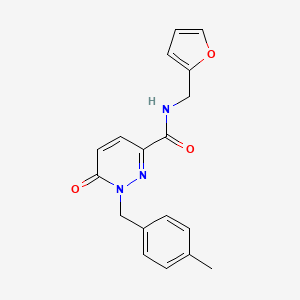 molecular formula C18H17N3O3 B2450634 N-[(furan-2-yl)methyl]-1-[(4-methylphenyl)methyl]-6-oxo-1,6-dihydropyridazine-3-carboxamide CAS No. 1049566-77-9
