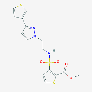 molecular formula C15H15N3O4S3 B2450674 methyl 3-(N-(2-(3-(thiophen-3-yl)-1H-pyrazol-1-yl)ethyl)sulfamoyl)thiophene-2-carboxylate CAS No. 2034453-18-2