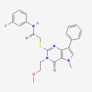 molecular formula C24H23FN4O3S B2450763 N-(3-fluorophenyl)-2-{[3-(2-methoxyethyl)-5-methyl-4-oxo-7-phenyl-3H,4H,5H-pyrrolo[3,2-d]pyrimidin-2-yl]sulfanyl}acetamide CAS No. 1111982-20-7