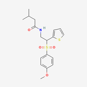 molecular formula C18H23NO4S2 B2450771 N-[2-(4-methoxybenzenesulfonyl)-2-(thiophen-2-yl)ethyl]-3-methylbutanamide CAS No. 946348-33-0