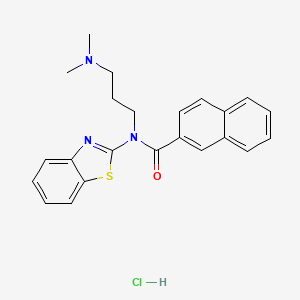 molecular formula C23H24ClN3OS B2450806 N-(benzo[d]thiazol-2-yl)-N-(3-(dimethylamino)propyl)-2-naphthamide hydrochloride CAS No. 1217110-51-4