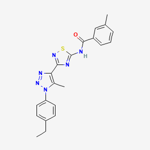 molecular formula C21H20N6OS B2450811 N-{3-[1-(4-ethylphenyl)-5-methyl-1H-1,2,3-triazol-4-yl]-1,2,4-thiadiazol-5-yl}-3-methylbenzamide CAS No. 895120-05-5