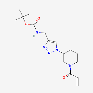 molecular formula C16H25N5O3 B2450812 Tert-butyl N-[[1-(1-prop-2-enoylpiperidin-3-yl)triazol-4-yl]methyl]carbamate CAS No. 2128688-82-2
