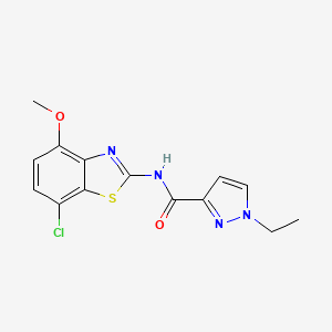 molecular formula C14H13ClN4O2S B2450831 N-(7-chloro-4-methoxybenzo[d]thiazol-2-yl)-1-ethyl-1H-pyrazole-3-carboxamide CAS No. 1171505-98-8