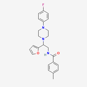 molecular formula C24H26FN3O2 B2450848 N-(2-(4-(4-fluorophenyl)piperazin-1-yl)-2-(furan-2-yl)ethyl)-4-methylbenzamide CAS No. 877632-73-0