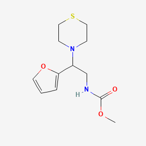 molecular formula C12H18N2O3S B2450874 Methyl (2-(furan-2-yl)-2-thiomorpholinoethyl)carbamate CAS No. 2034574-38-2
