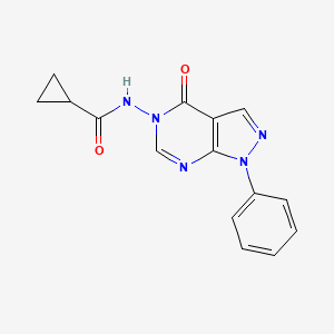molecular formula C15H13N5O2 B2450878 N-(4-oxo-1-phenyl-1H-pyrazolo[3,4-d]pyrimidin-5(4H)-yl)cyclopropanecarboxamide CAS No. 919841-31-9