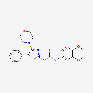 molecular formula C23H24N4O4 B2450879 N-(2,3-dihydrobenzo[b][1,4]dioxin-6-yl)-2-(3-morpholino-4-phenyl-1H-pyrazol-1-yl)acetamide CAS No. 1286696-37-4