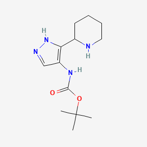 molecular formula C13H22N4O2 B2450890 Tert-butyl N-(5-piperidin-2-yl-1H-pyrazol-4-yl)carbamate CAS No. 2309462-17-5