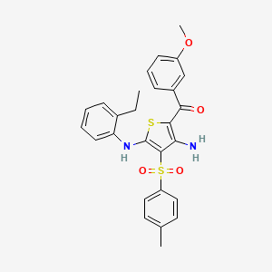 molecular formula C27H26N2O4S2 B2450919 N2-(2-ethylphenyl)-5-(3-methoxybenzoyl)-3-(4-methylbenzenesulfonyl)thiophene-2,4-diamine CAS No. 1115562-70-3