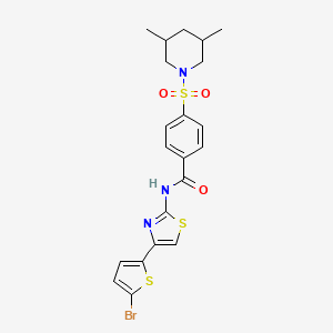 molecular formula C21H22BrN3O3S3 B2450972 N-(4-(5-bromothiophen-2-yl)thiazol-2-yl)-4-((3,5-dimethylpiperidin-1-yl)sulfonyl)benzamide CAS No. 361479-37-0