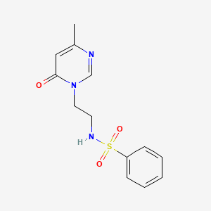 molecular formula C13H15N3O3S B2450975 N-(2-(4-methyl-6-oxopyrimidin-1(6H)-yl)ethyl)benzenesulfonamide CAS No. 1421477-35-1